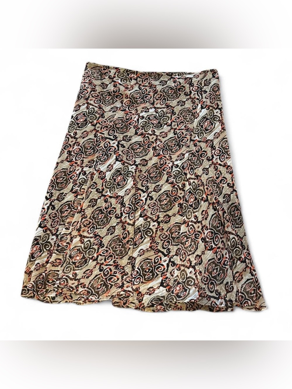 y2k East 5th brown and beige paisley print midi skirt